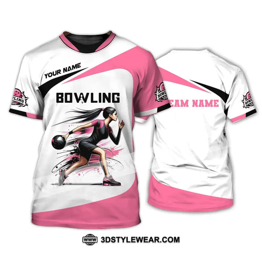 Woman Shirt, Custom Name Bowling Zip Polo Shirt, Shirt for Bowling Player, Bowling T-shirt style option 2