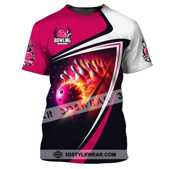 Woman Shirt, Custom Name Bowling Zip Polo Shirt, Shirt for Bowling Player, Bowling T-shirt style option 2