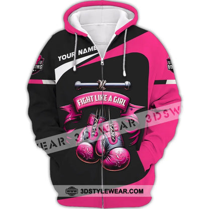 Woman Shirt Custom Name Boxing T-Shirt Hoodie Polo Gift For Lover Zipper / S
