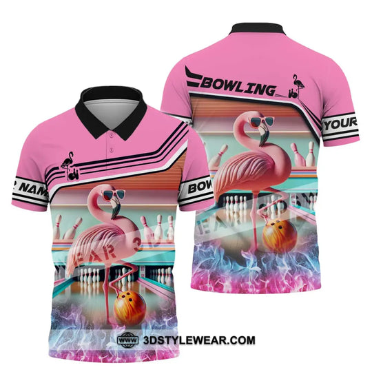 Woman Shirt - Custom Name Shirt, Flamingo Bowling Shirt - Gift for Bowling Lovers style option 4