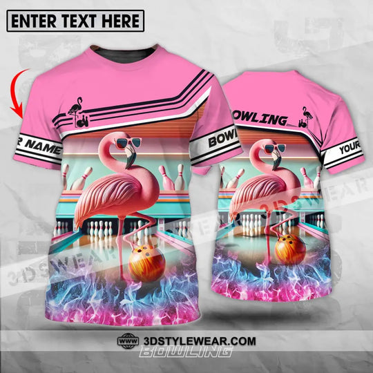 Woman Shirt - Custom Name Shirt, Flamingo Bowling Shirt - Gift for Bowling Lovers style option 1