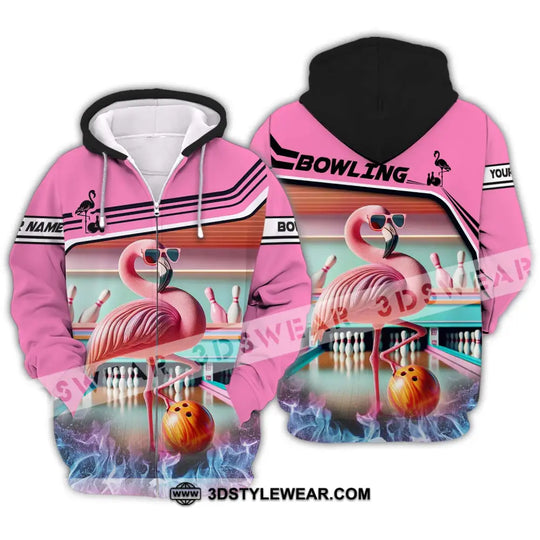 Woman Shirt - Custom Name Shirt, Flamingo Bowling Shirt - Gift for Bowling Lovers style option 3