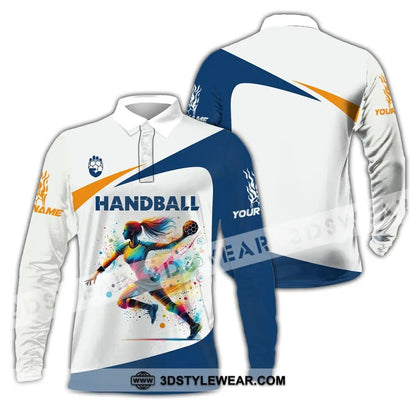 Woman Shirt Custom Name Handball Player Hoodie Polo Long Sleeve Gift For / S T-Shirt
