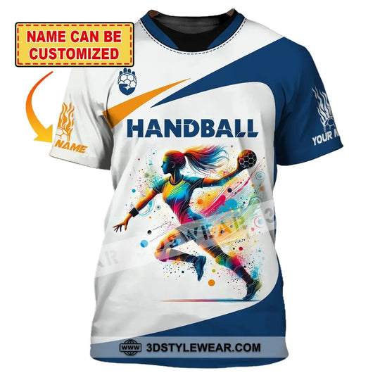 Woman Shirt, Custom Name Handball Player Shirt, Handball Hoodie Shirt Polo Long Sleeve, Gift for Handball Player style option 1