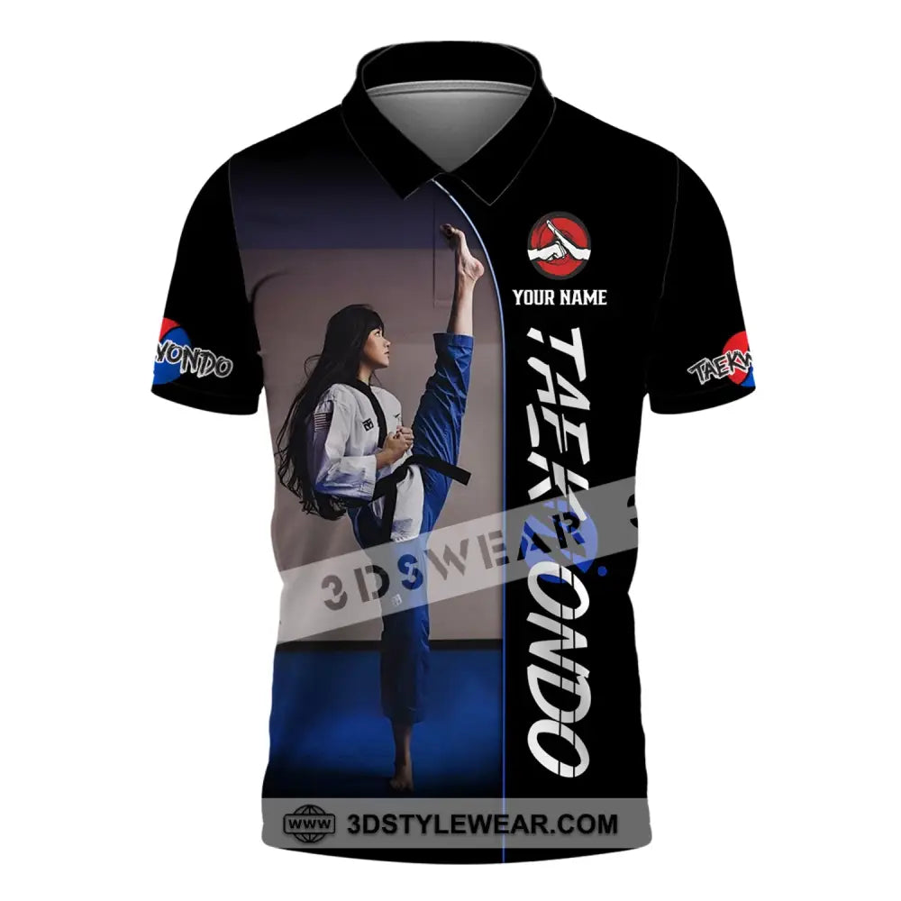 Woman Shirt Custom Name Taekwondo Shirt Taekwondo Hoodie Shirt Polo Long Sleeve Gift for Taekwondo Lovers - Polo Shirt