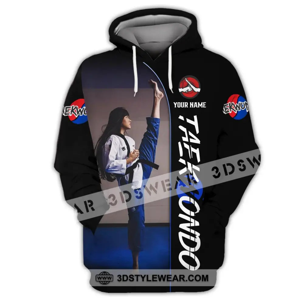 Woman Shirt Custom Name Taekwondo Shirt Taekwondo Hoodie Shirt Polo Long Sleeve Gift for Taekwondo Lovers - Hoodie / S