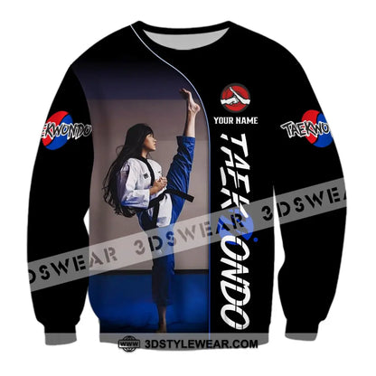 Woman Shirt Custom Name Taekwondo Shirt Taekwondo Hoodie Shirt Polo Long Sleeve Gift for Taekwondo Lovers - Long Sleeve