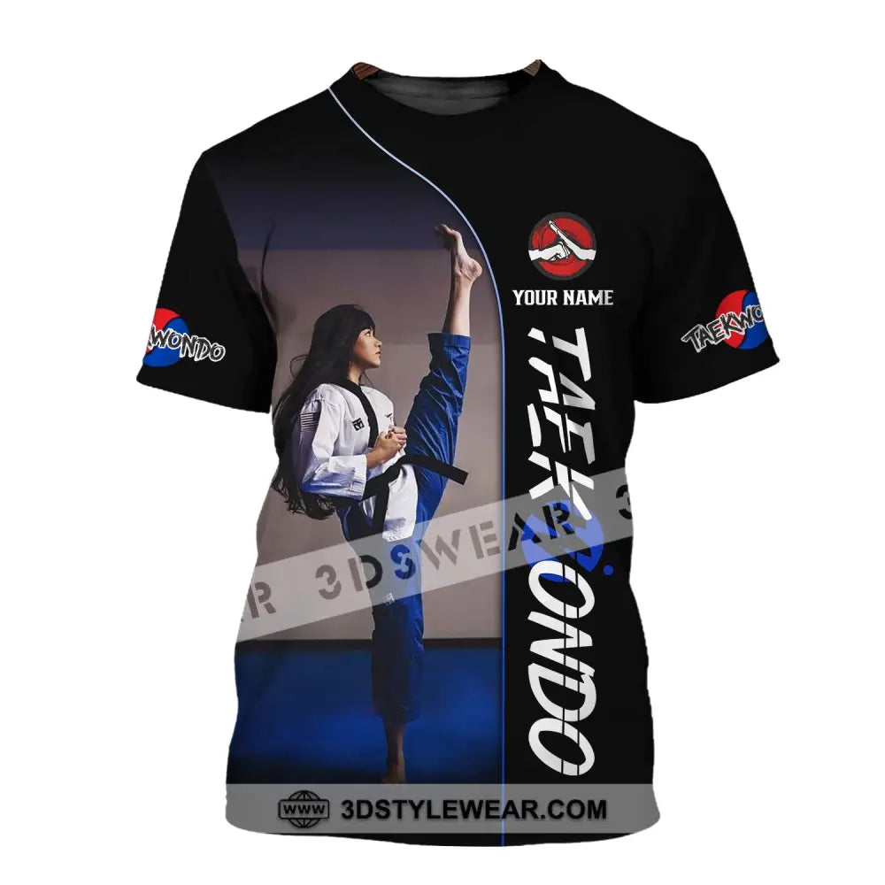 Woman Shirt Custom Name Taekwondo Shirt Taekwondo Hoodie Shirt Polo Long Sleeve Gift for Taekwondo Lovers - T-Shirt / S