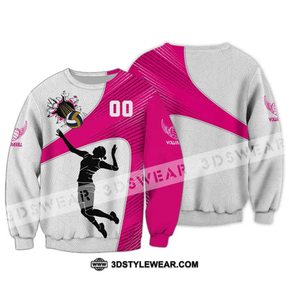 Woman Shirt Custom Number Volleyball T-Shirt For Team Gift Players Long Sleeve / S