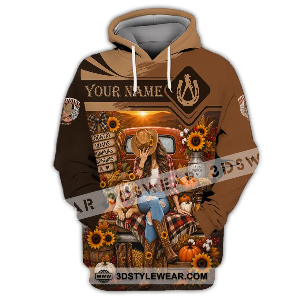 Women Shirt - Custom Autumn Cowgirl Shirt - Hoodie / S - T-shirt