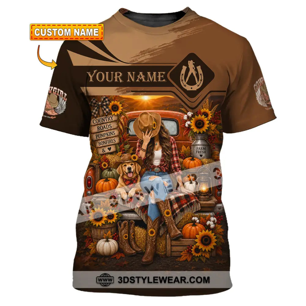 Women Shirt - Custom Autumn Cowgirl Shirt - T-shirt