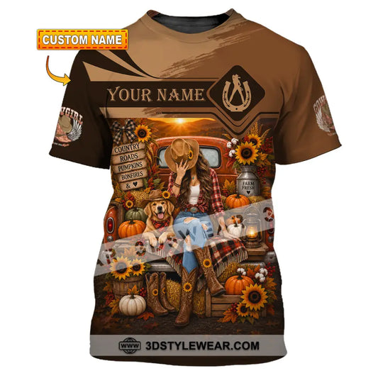 Women Shirt - Custom Autumn Cowgirl Shirt - T-shirt