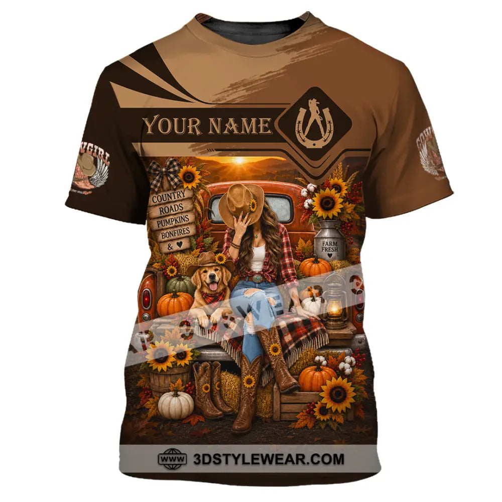 Women Shirt - Custom Autumn Cowgirl Shirt - T-Shirt / S - T-shirt