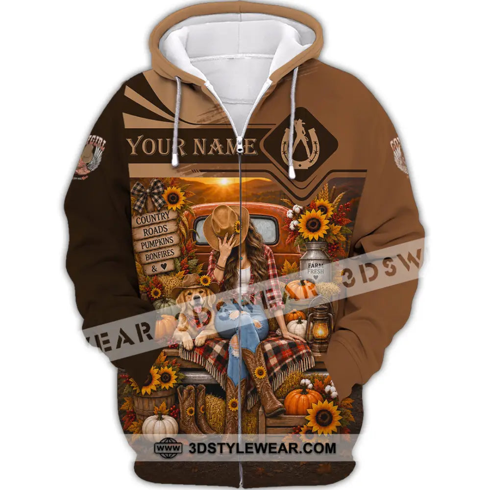 Women Shirt - Custom Autumn Cowgirl Shirt - Zipper Hoodie / S - T-shirt