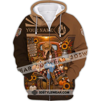 Women Shirt - Custom Autumn Cowgirl Shirt - Zipper Hoodie / S - T-shirt
