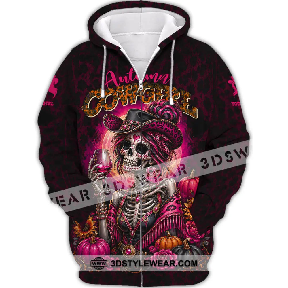 Women Shirt - Custom Autumn Cowgirl Shirt - Zipper Hoodie / S - T-shirt