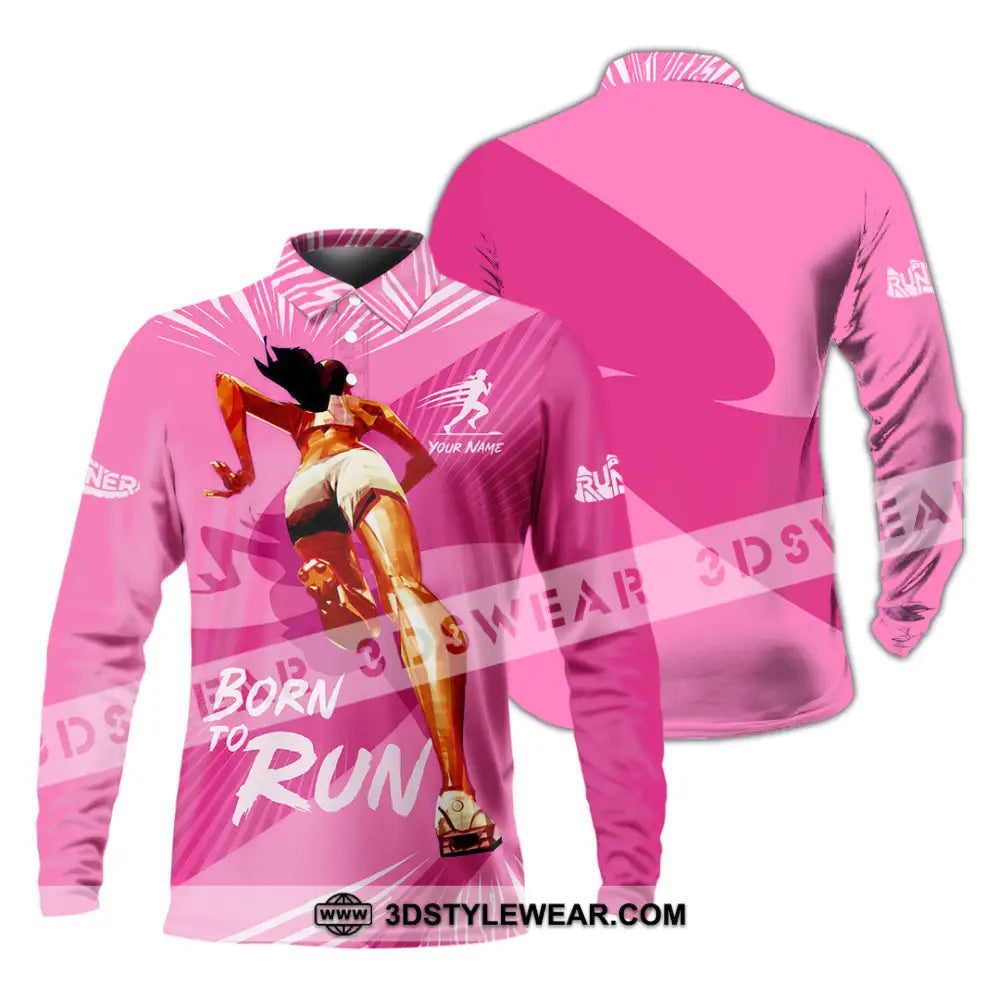 Women Shirt - Custom Born To Run Shirt - Long Sleeve Polo / S - T-shirt