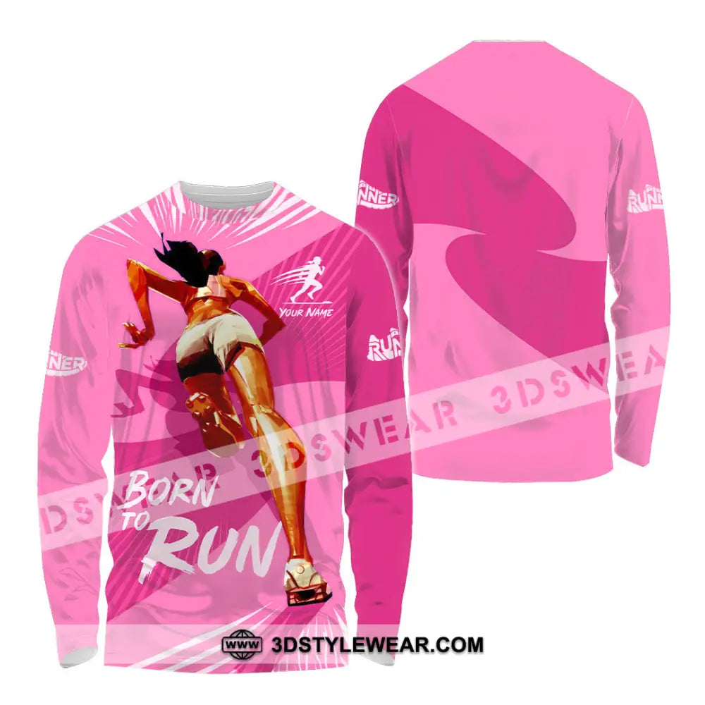 Women Shirt - Custom Born To Run Shirt - Long Sleeve Shirt / S - T-shirt