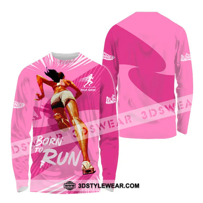 Women Shirt - Custom Born To Run Shirt - Long Sleeve Shirt / S - T-shirt