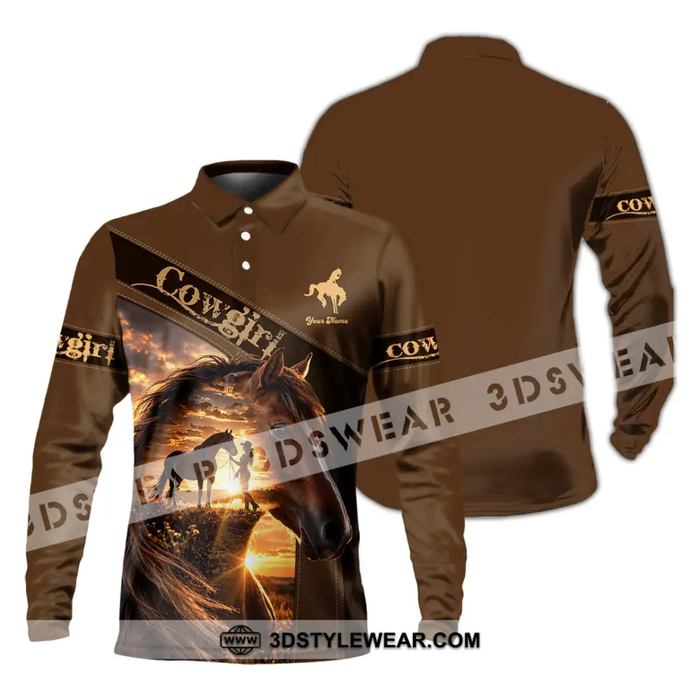 Women Shirt - Custom Cowgirl Shirt - Long Sleeve Polo / S - T-shirt