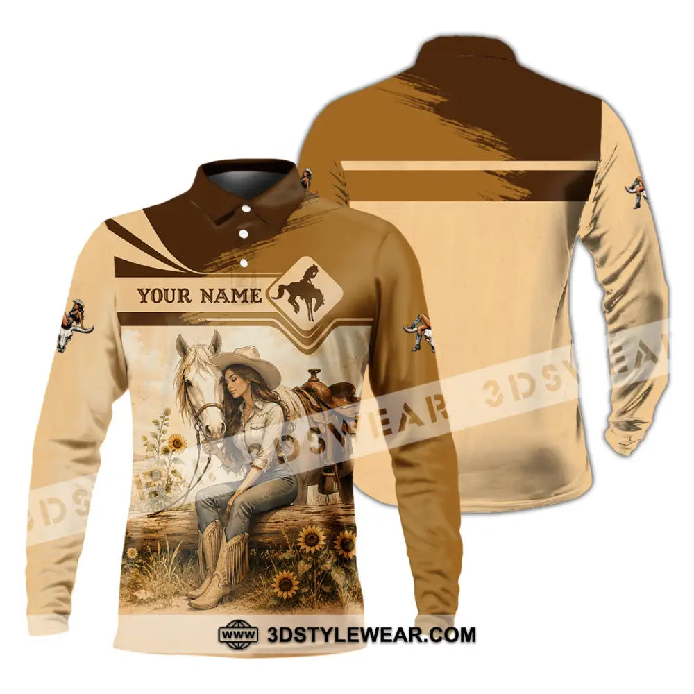 Women Shirt - Custom Cowgirl Shirt - Long Sleeve Polo / S - T-shirt