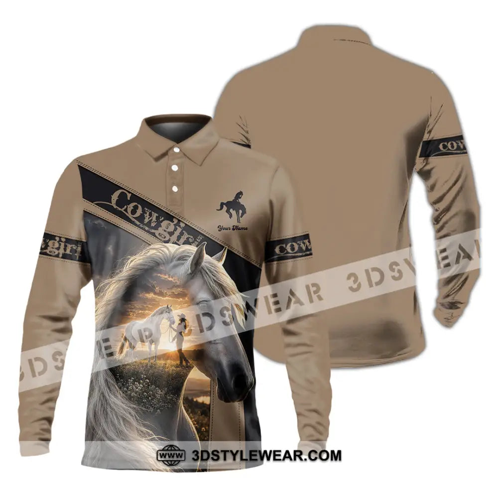 Women Shirt - Custom Cowgirl Shirt - Long Sleeve Polo / S - T-shirt