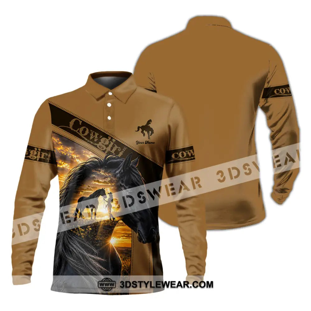 Women Shirt - Custom Cowgirl Shirt - Long Sleeve Polo / S - T-shirt