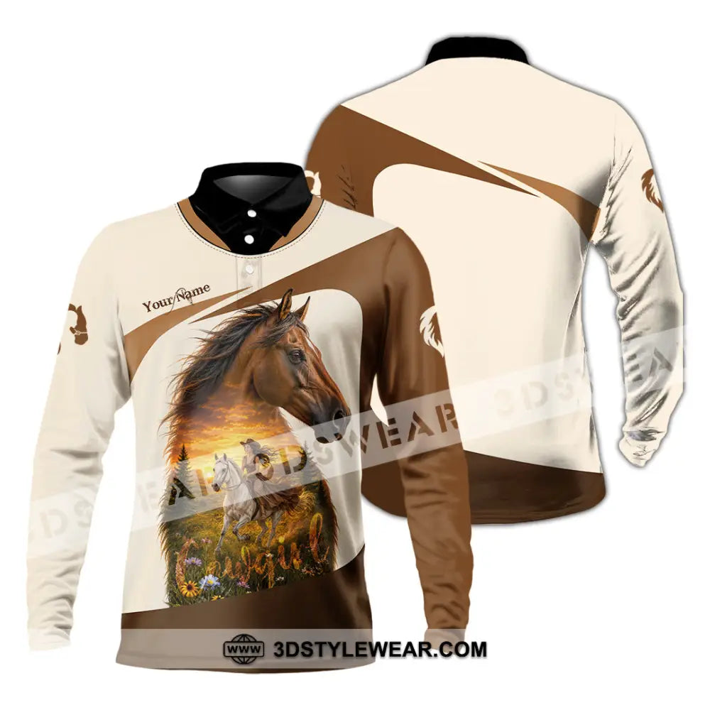 Women Shirt - Custom Cowgirl Shirt - Long Sleeve Polo / S - T-shirt