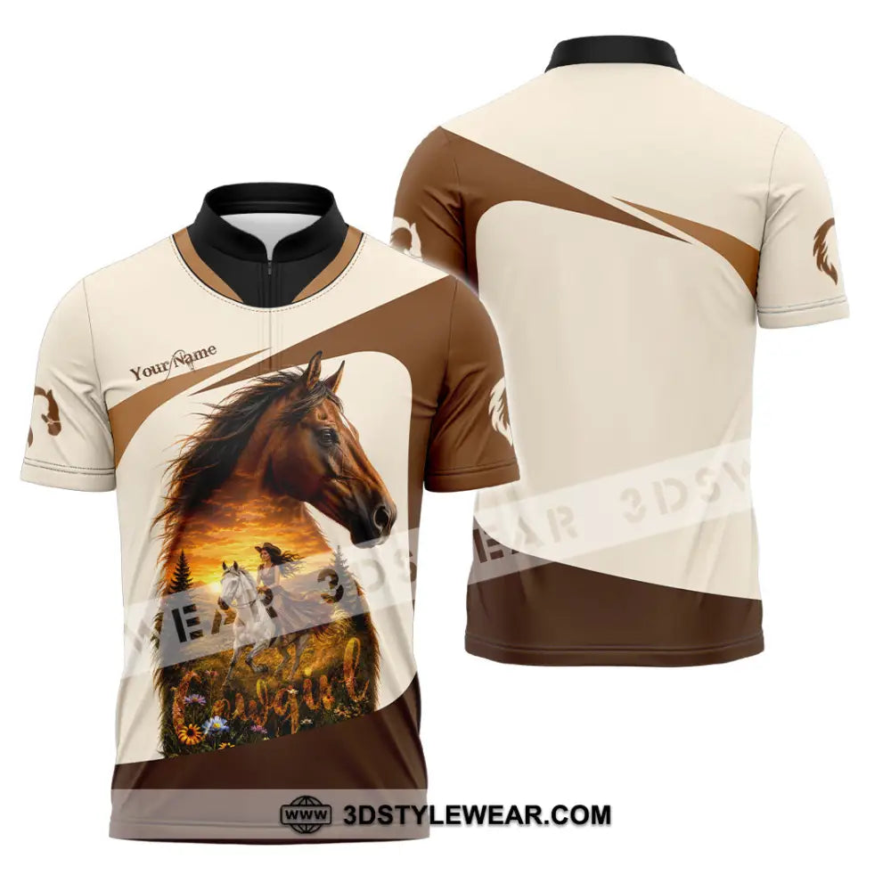 Women Shirt - Custom Cowgirl Shirt - Zipper Polo Shirt / S - T-shirt