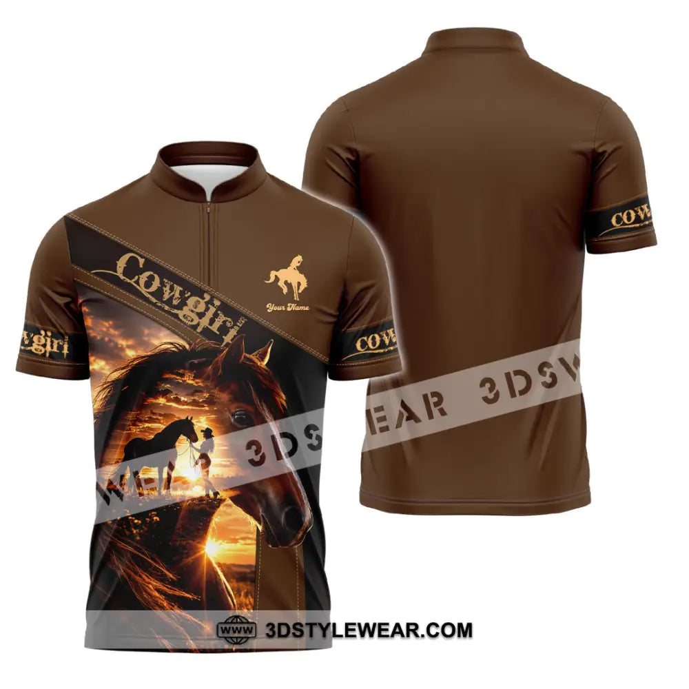 Women Shirt - Custom Cowgirl Shirt - Zipper Polo Shirt / S - T-shirt