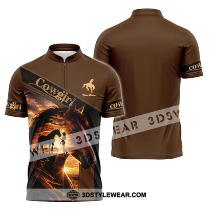 Women Shirt - Custom Cowgirl Shirt - Zipper Polo Shirt / S - T-shirt