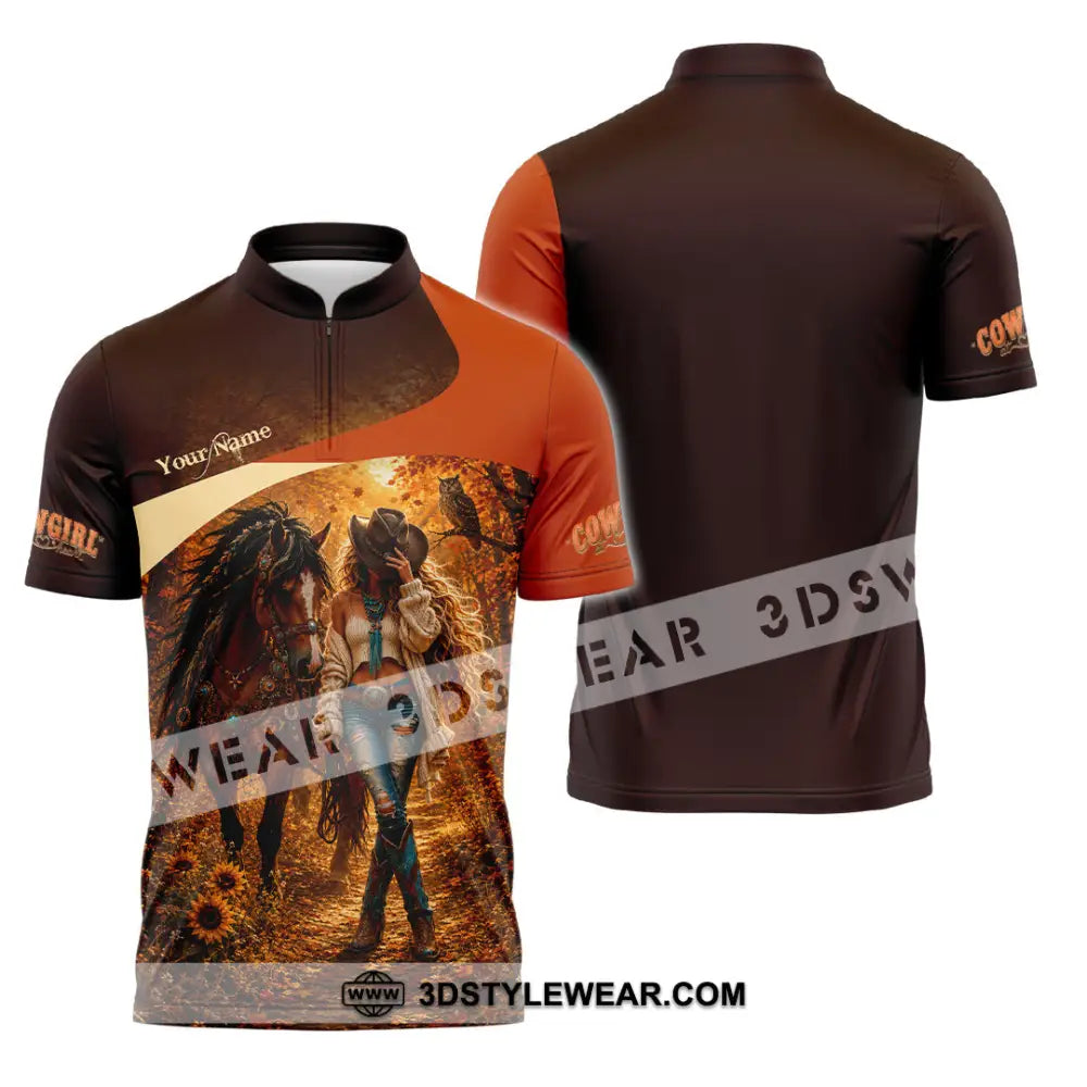 Women Shirt - Custom Cowgirl Shirt - Zipper Polo Shirt / S - T-shirt