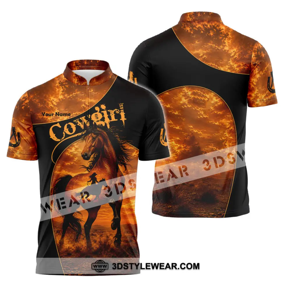 Women Shirt - Custom Cowgirl Shirt - Zipper Polo Shirt / S - T-shirt