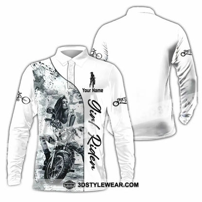Women Shirt - Custom Girl Rider Shirt - Long Sleeve Polo / S - T-shirt