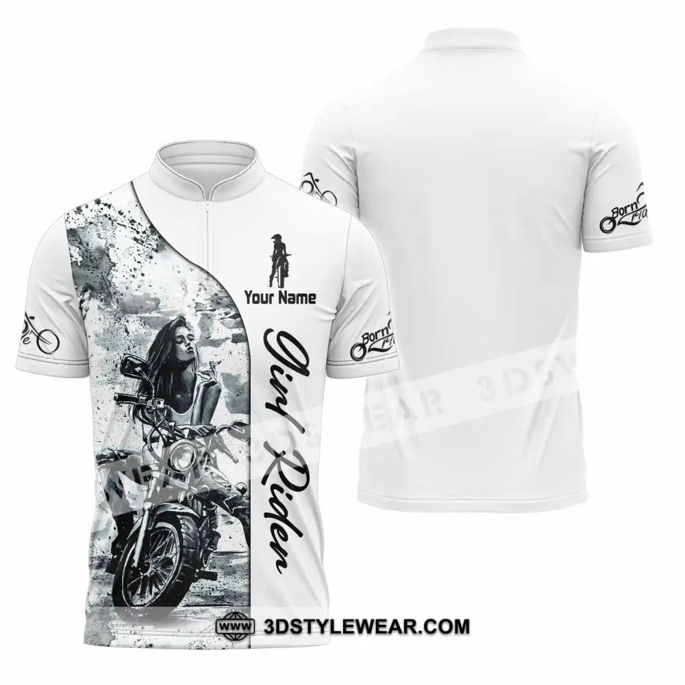 Women Shirt - Custom Girl Rider Shirt - Zipper Polo Shirt / S - T-shirt