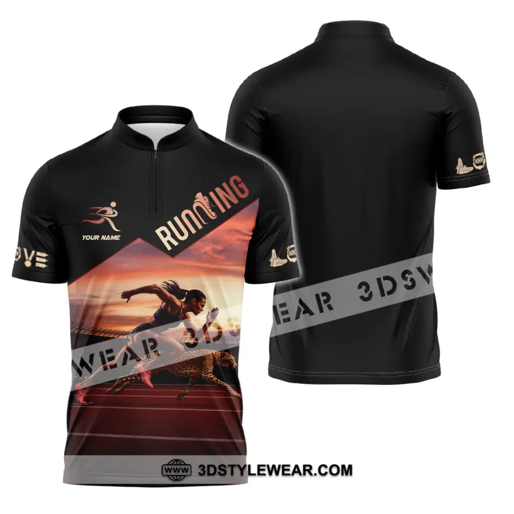 Women Shirt - Custom Love Running Player Shirt - Zipper Polo Shirt / S - T-shirt