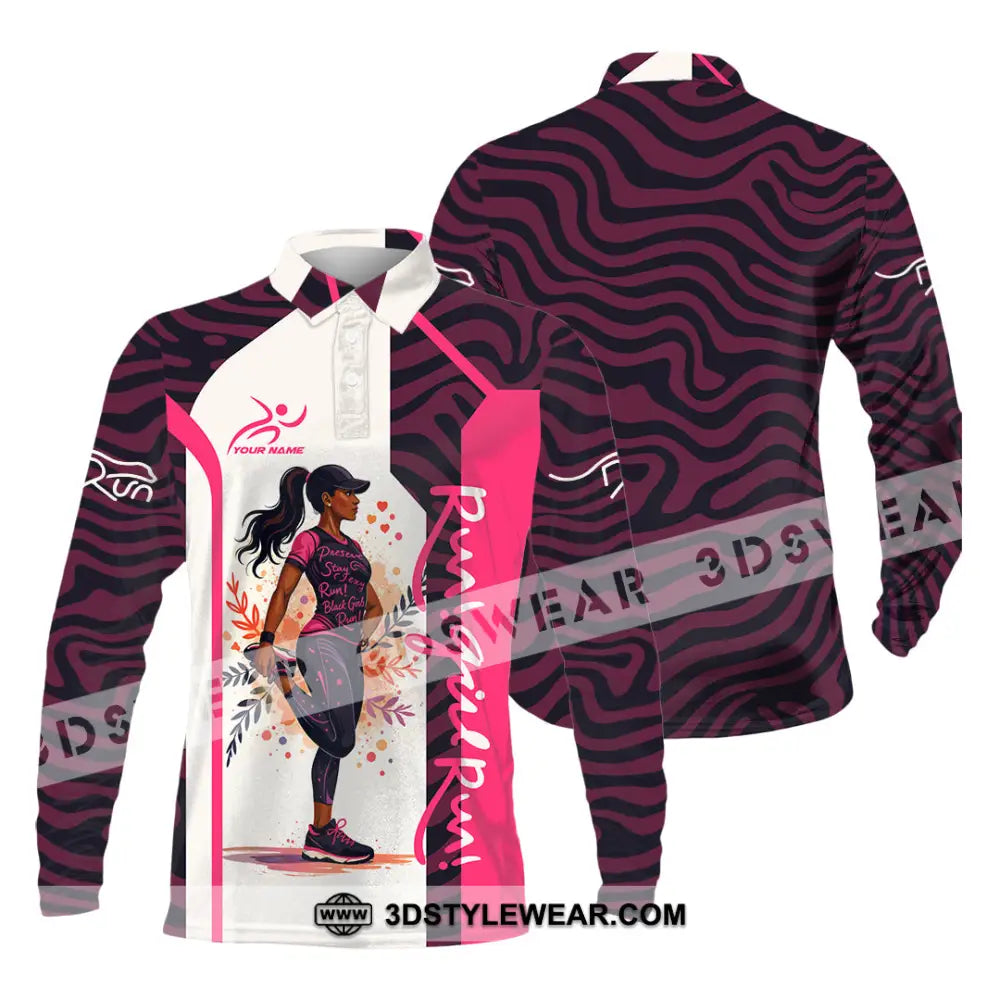 Women Shirt - Custom Run Girl Run 3D Shirt - Long Sleeve Polo / S - T-shirt