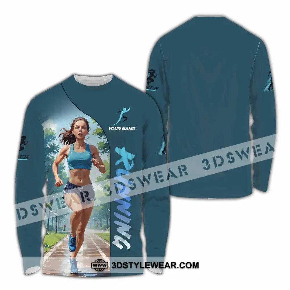 Women Shirt - Custom Running Woman Runner Sporty Shirt - Long Sleeve Shirt / S - T-shirt