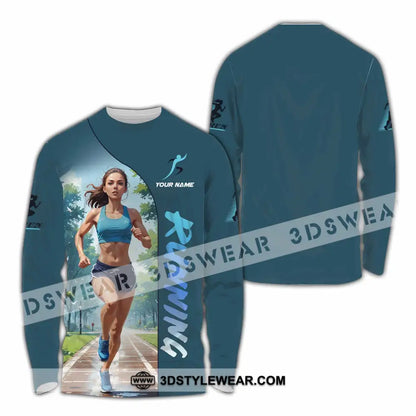 Women Shirt - Custom Running Woman Runner Sporty Shirt - Long Sleeve Shirt / S - T-shirt