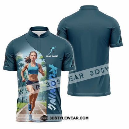 Women Shirt - Custom Running Woman Runner Sporty Shirt - Zipper Polo Shirt / S - T-shirt