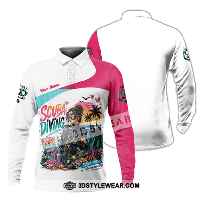 Women Shirt - Custom Scuba Diving Shirt - Long Sleeve Polo / S - T-shirt