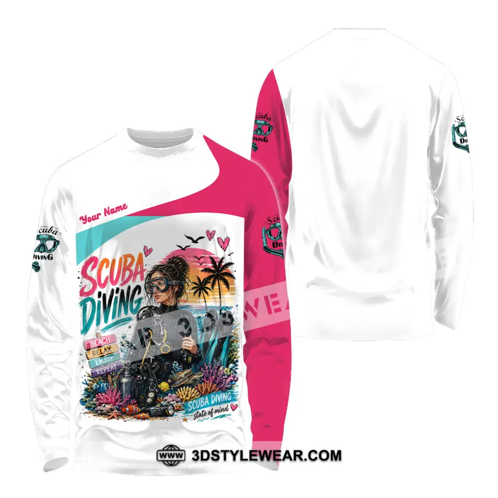 Women Shirt - Custom Scuba Diving Shirt - Long Sleeve Shirt / S - T-shirt